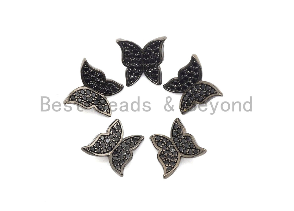 Black CZ Pave Butterfly Spacer Beads,Butterfly Charms, sku#A95