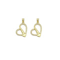 Gold CZ Unbalanced String Heart Charm, Sku#LK879
