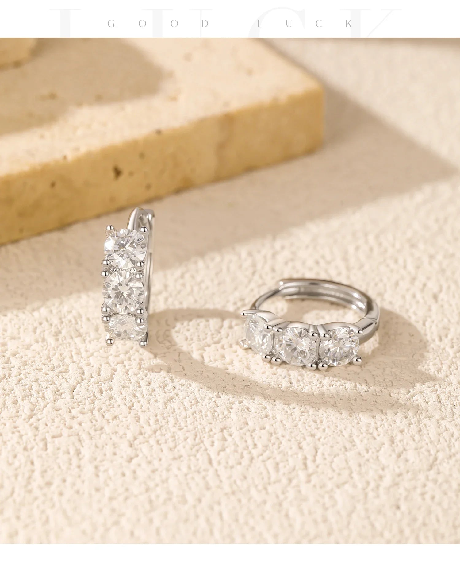 1.8ct High Clarity Moissanite Geometric Hoop Earrings 925 Sterling Silver