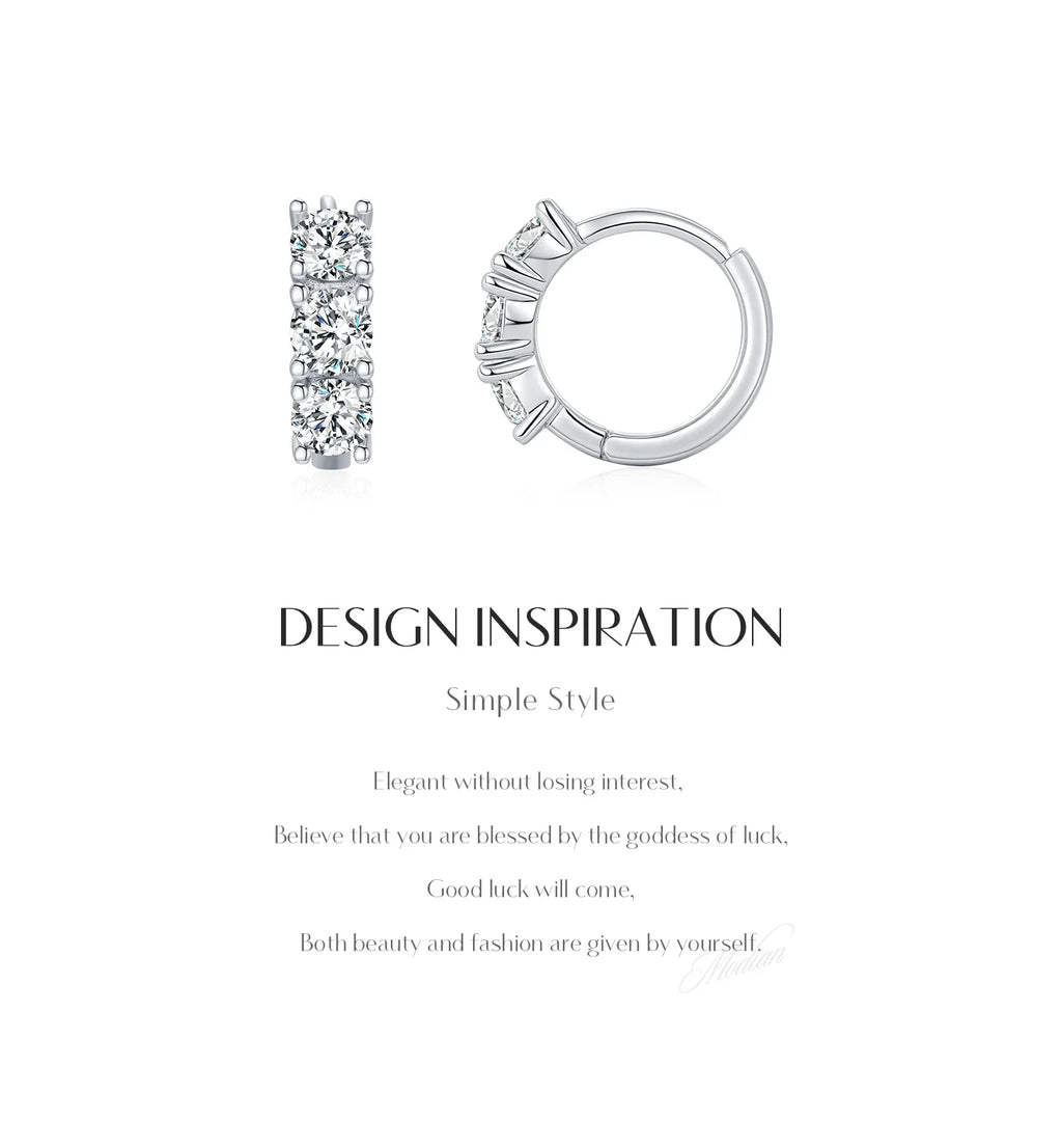 1.8ct High Clarity Moissanite Geometric Hoop Earrings 925 Sterling Silver