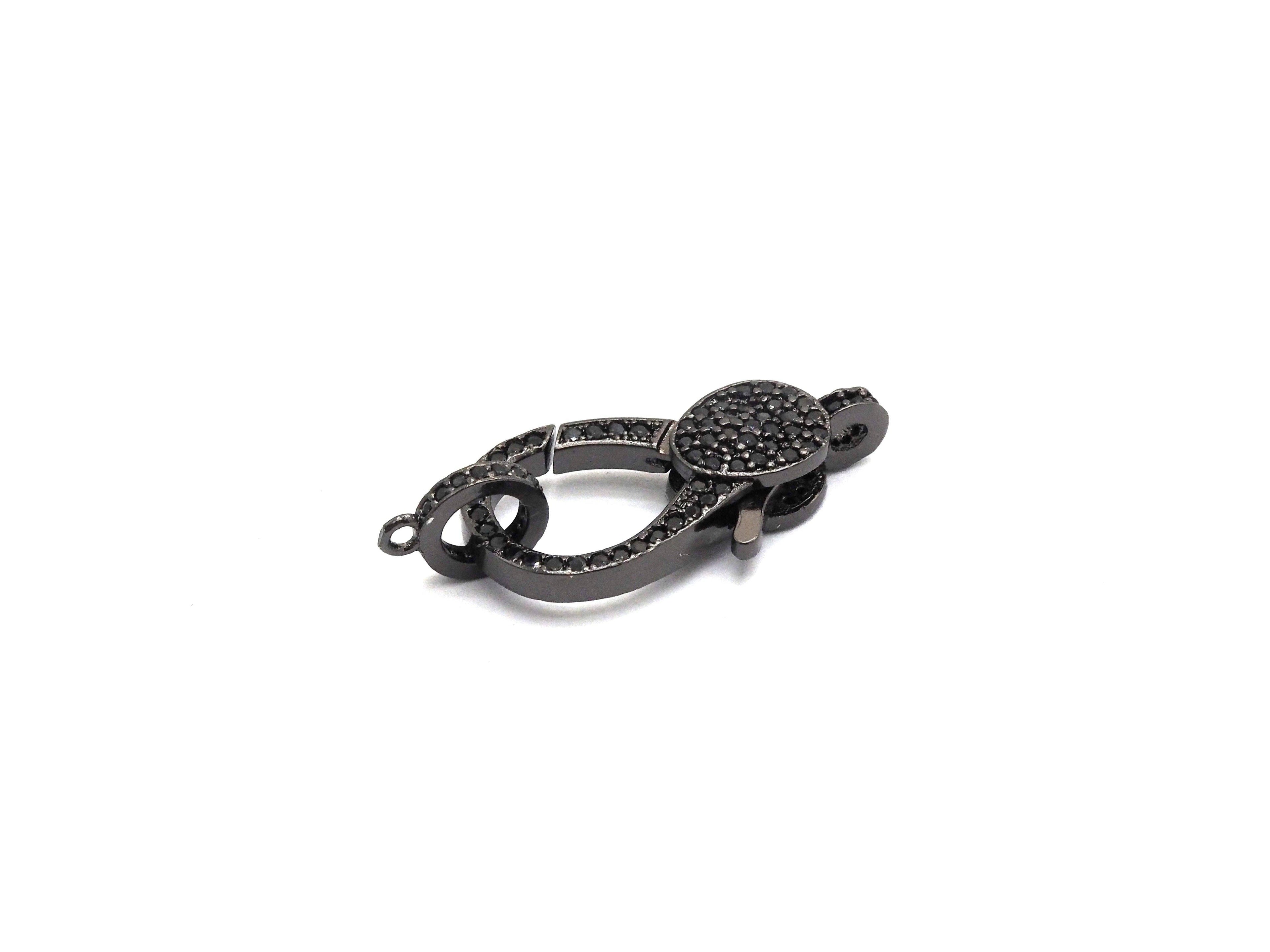 CZ Micro Pave Lobster Claw Clasp, 13x25mm, CZ Pave Clasp, Rose gold/Gold/Silver/Black, sku#H148