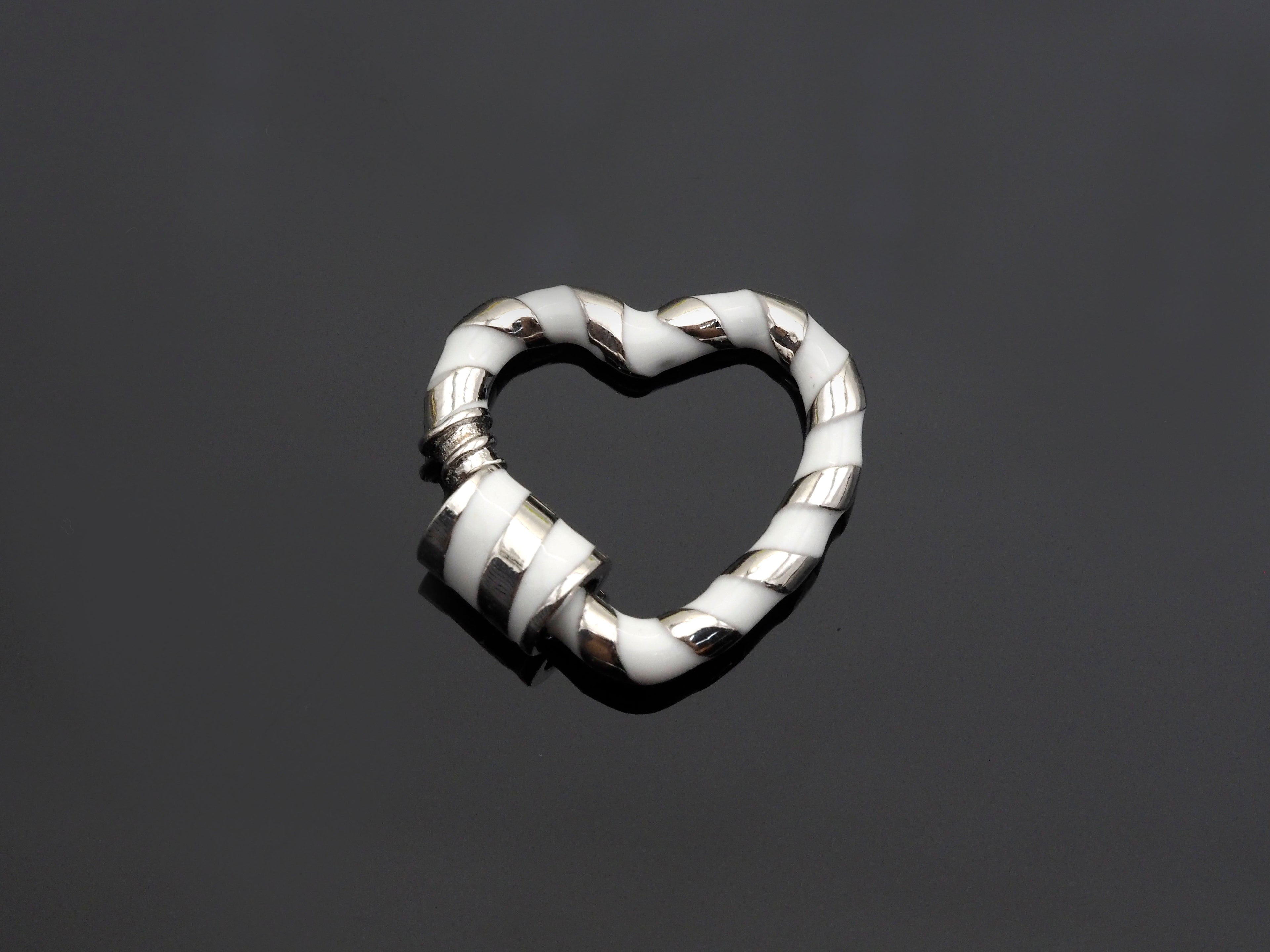 Colorful Enamel Pave Heart Shape Clasp,Silver Plated Screw Clasp, Carabiner Clasp, 22.6x21mm, sku#K76