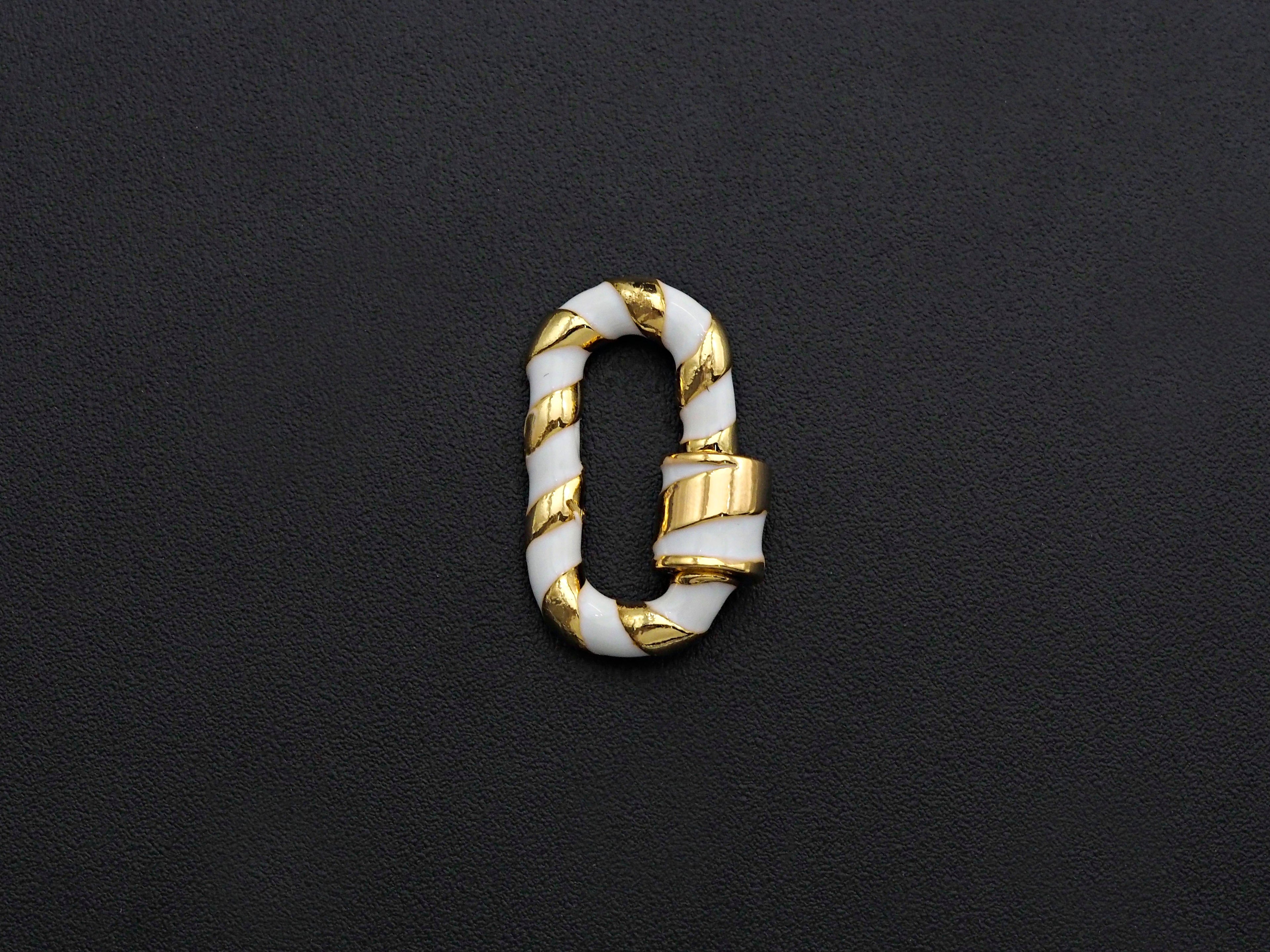 Colorful Enamel Pave Oval Shape Clasp, Carabiner Clasp, White/Black/Rainbow/Blue/Pink Screw Clasp, 12x20mm, sku#H251