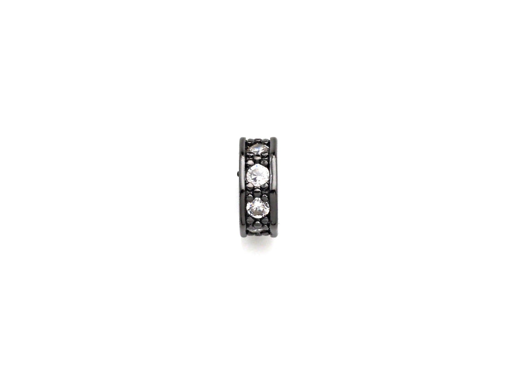 Big Hole CZ Pave Donut beads, Cubic Zirconia Spacer Beads, European Large hole Bead, 3x7mm, sku#Z882