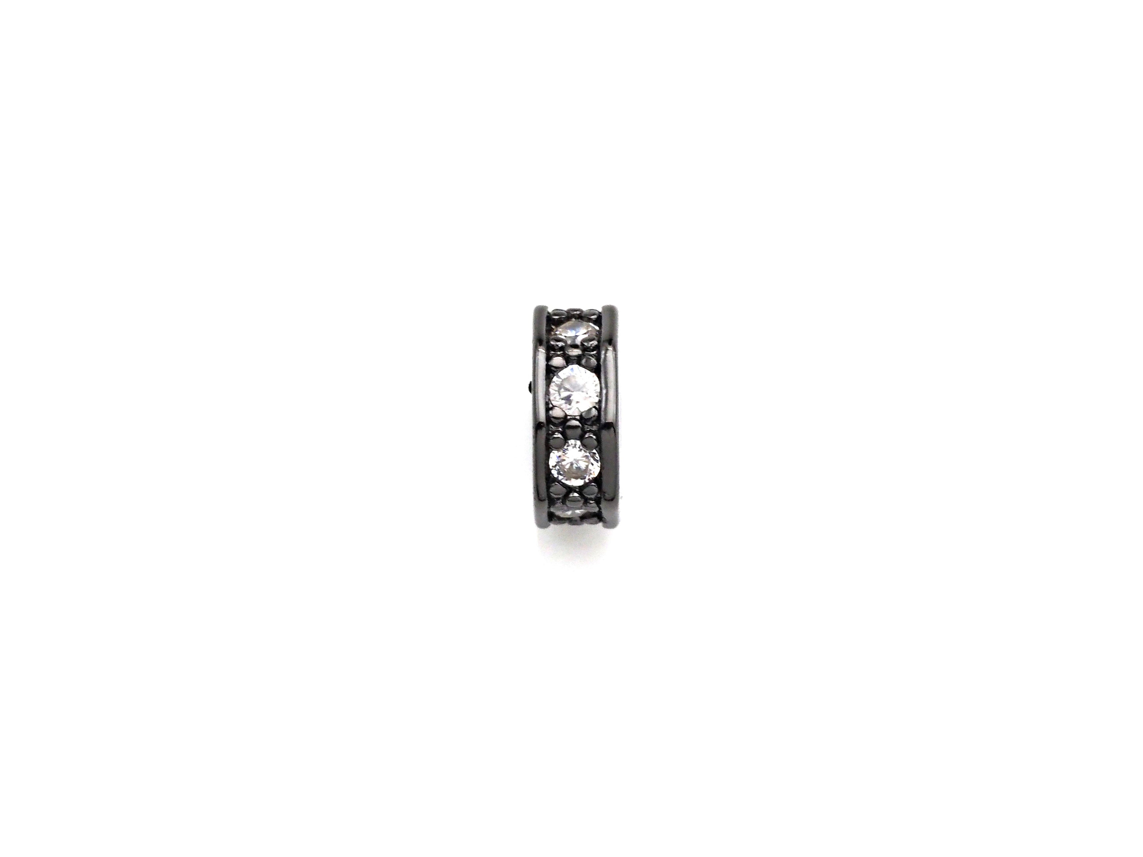 Big Hole CZ Pave Donut beads, Cubic Zirconia Spacer Beads, European Large hole Bead, 3x7mm, sku#Z882