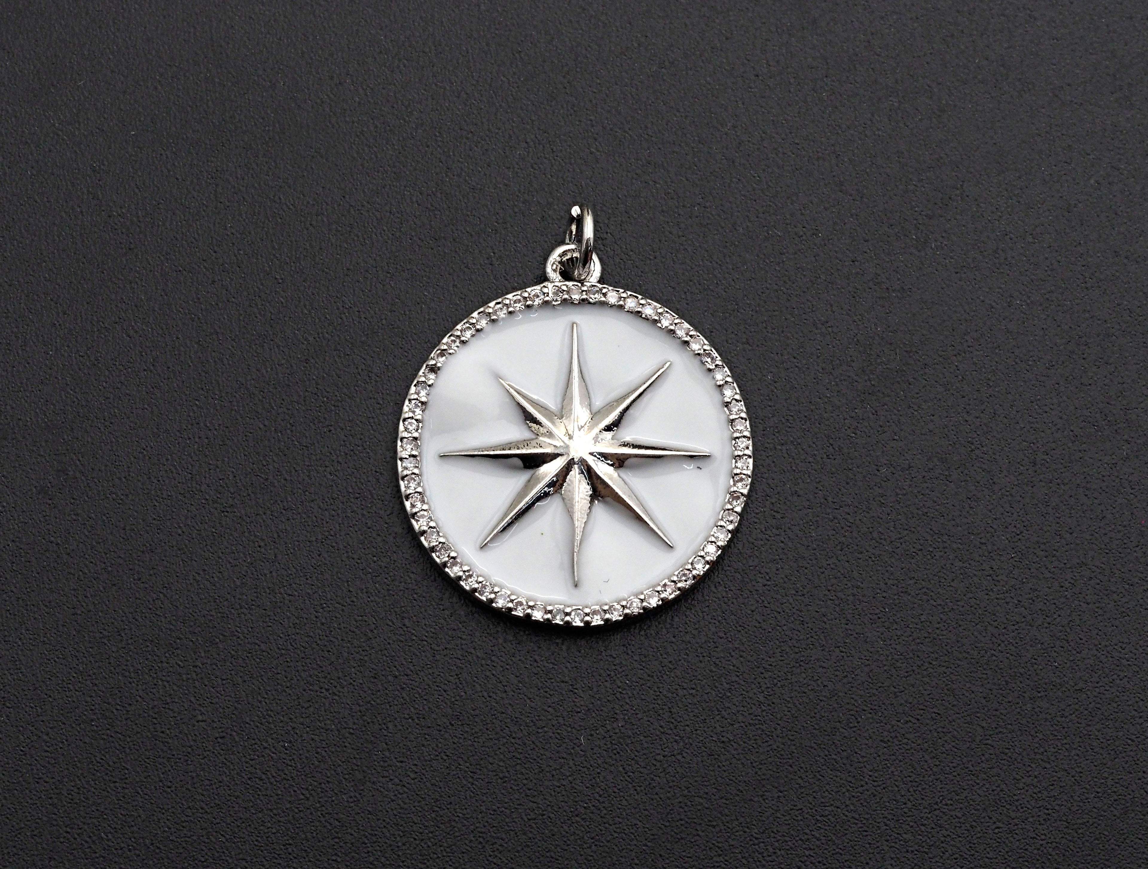 Enamel  North Star Coin Pendant, SKU#F1055