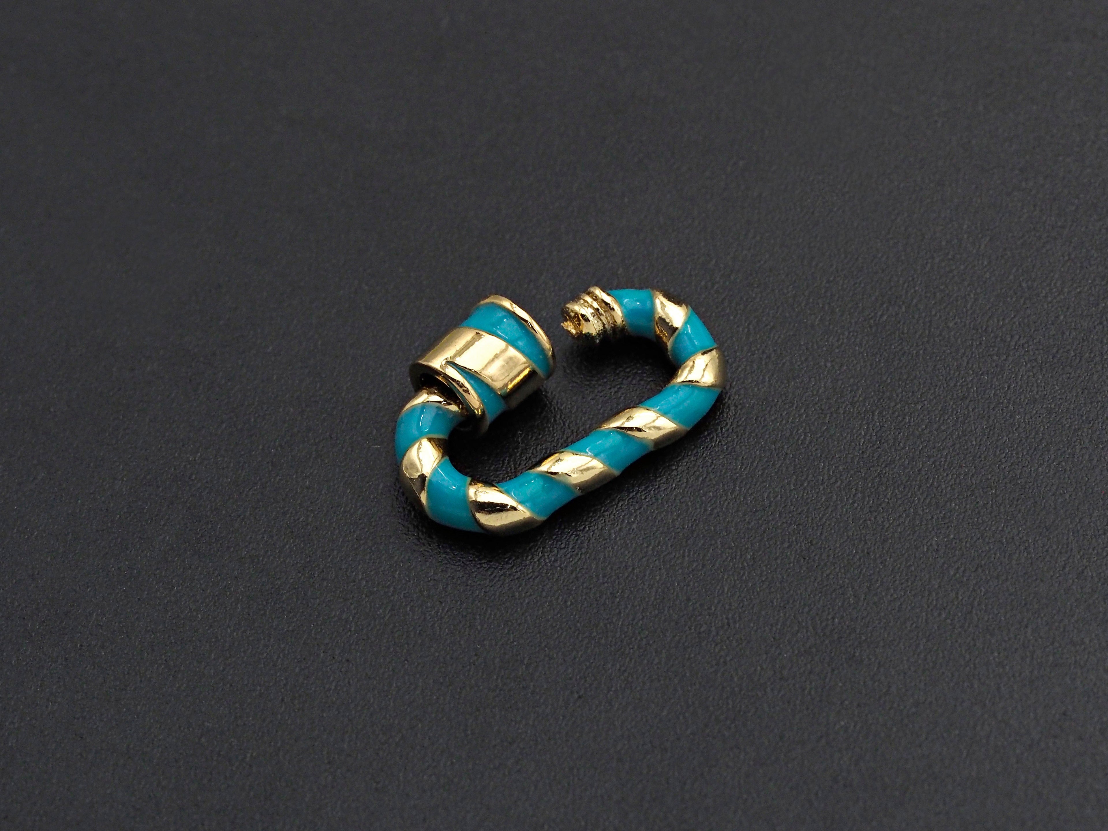 Colorful Enamel Pave Oval Shape Clasp, Carabiner Clasp, White/Black/Rainbow/Blue/Pink Screw Clasp, 12x20mm, sku#H251