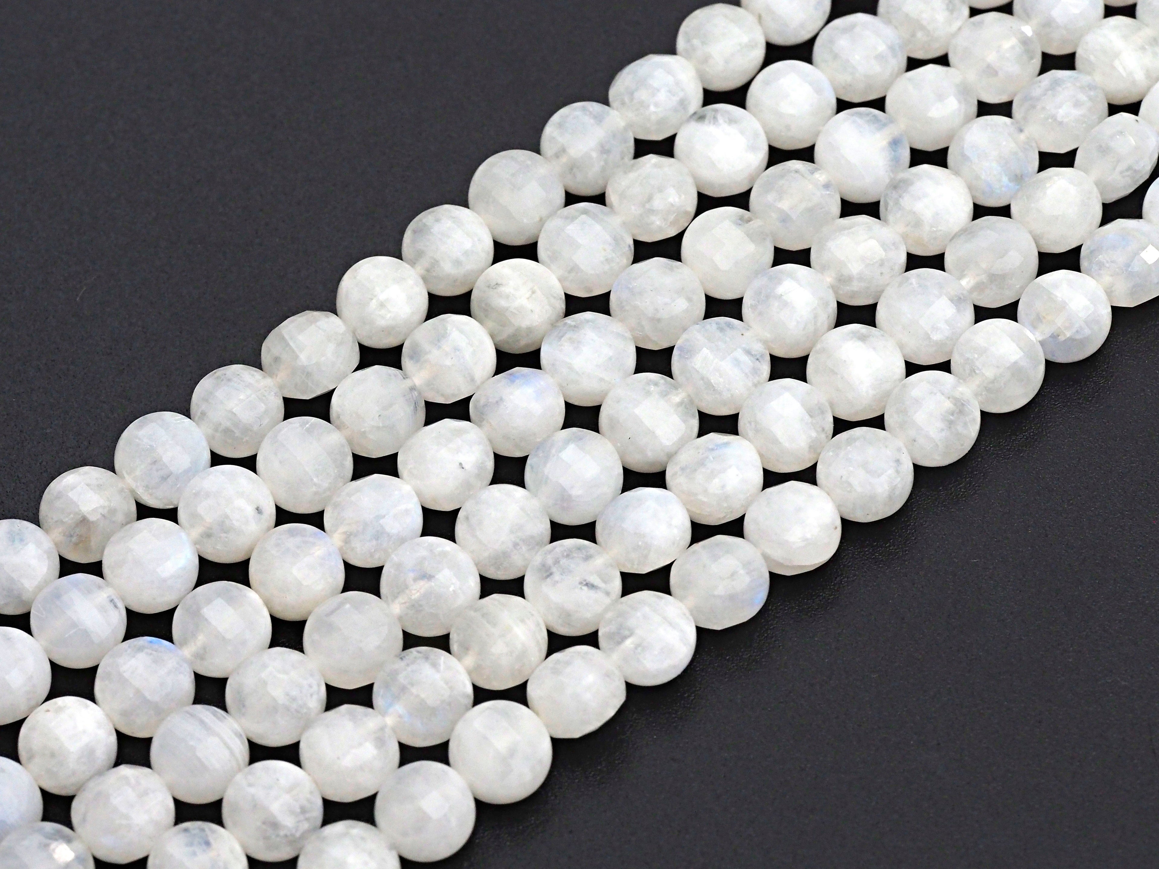 High Quality Natural Moonstone Checkerboard Cut Coin Shape beads, 6mm/8mm/10mm Turtle Shell Cut Moonstone Beads, 16" Full strand, Sku#U759