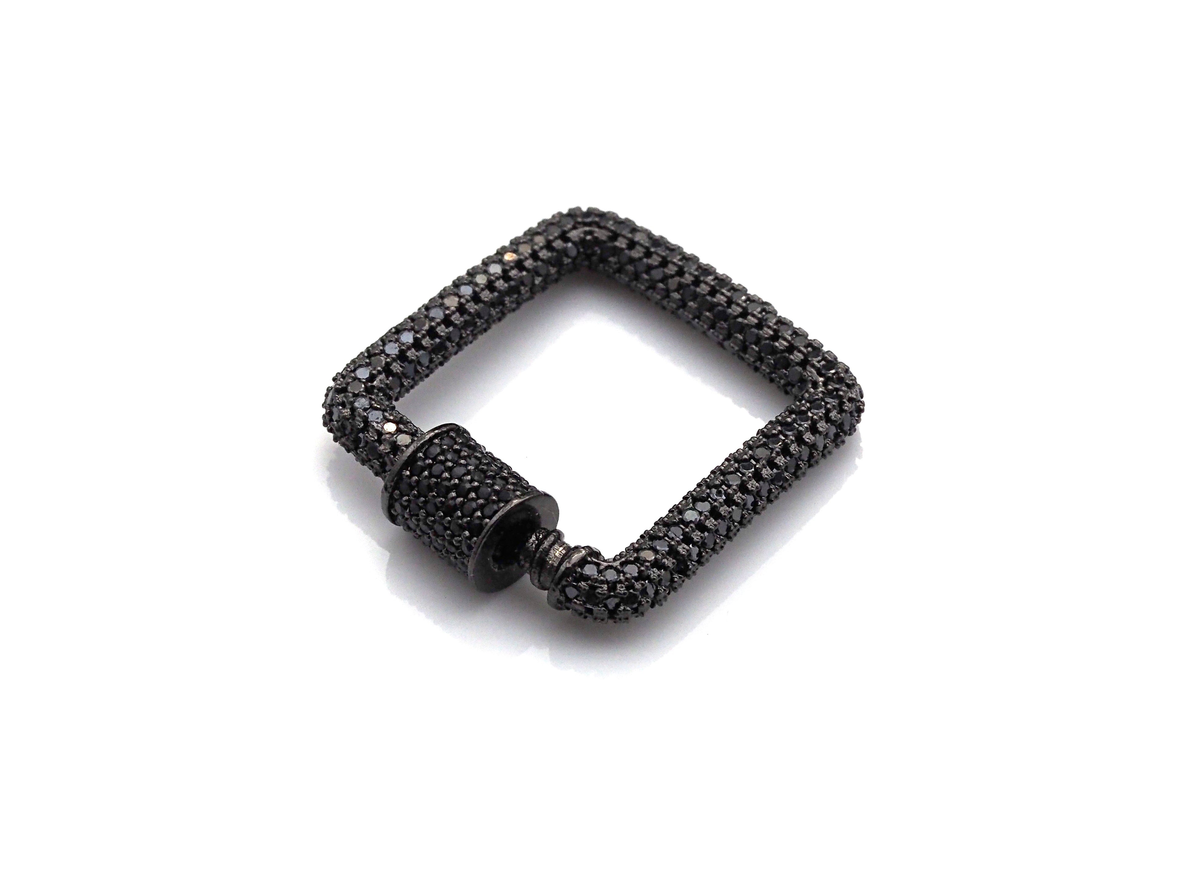 Fully Colorful Cz Micro pave Square Shape Clasp, CZ Pave Black/Blue/Pink/Gold Carabiner Clasp, 23mm, sku#H183