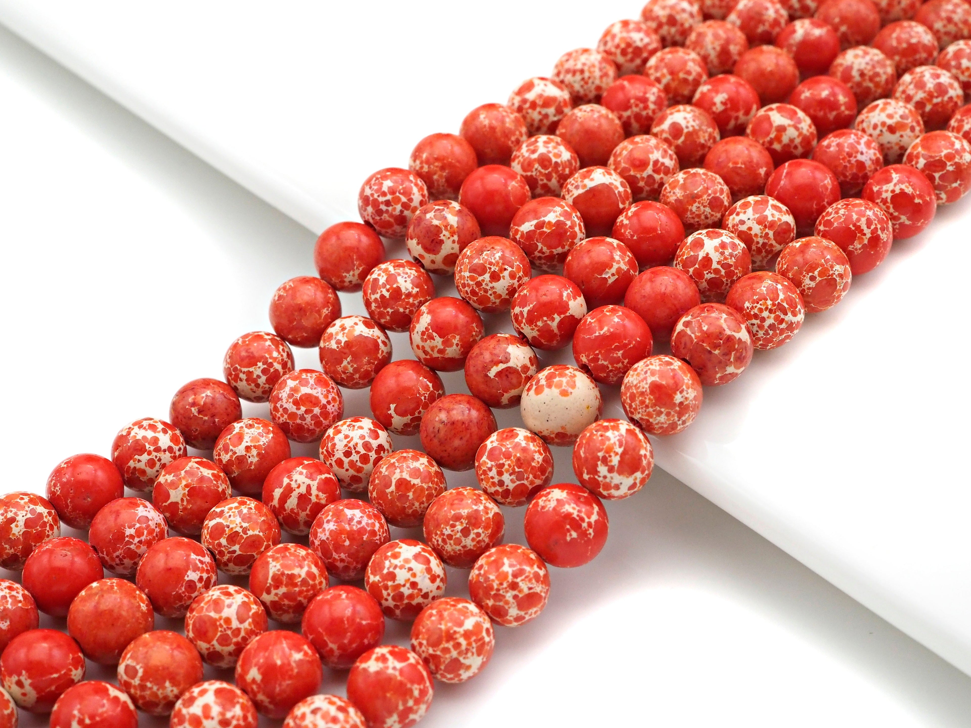 High Quality Orange Sea Sediment Imperial Jasper Beads, 6mm/8mm/10mm/12mm Round Smooth Imperial Japser, 15.5'' Full Strand, SKU#UA203
