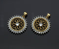Gold Filigree Flower On CZ Micro Pave Round Ring Charms, Gold Charms, CZ Pave Pendant,Necklace Charms, 24x26mm, Sku#F1280