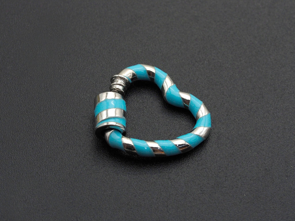 Colorful Enamel Pave Heart Shape Clasp,Silver Plated Screw Clasp, Carabiner Clasp, 22.6x21mm, sku#K76