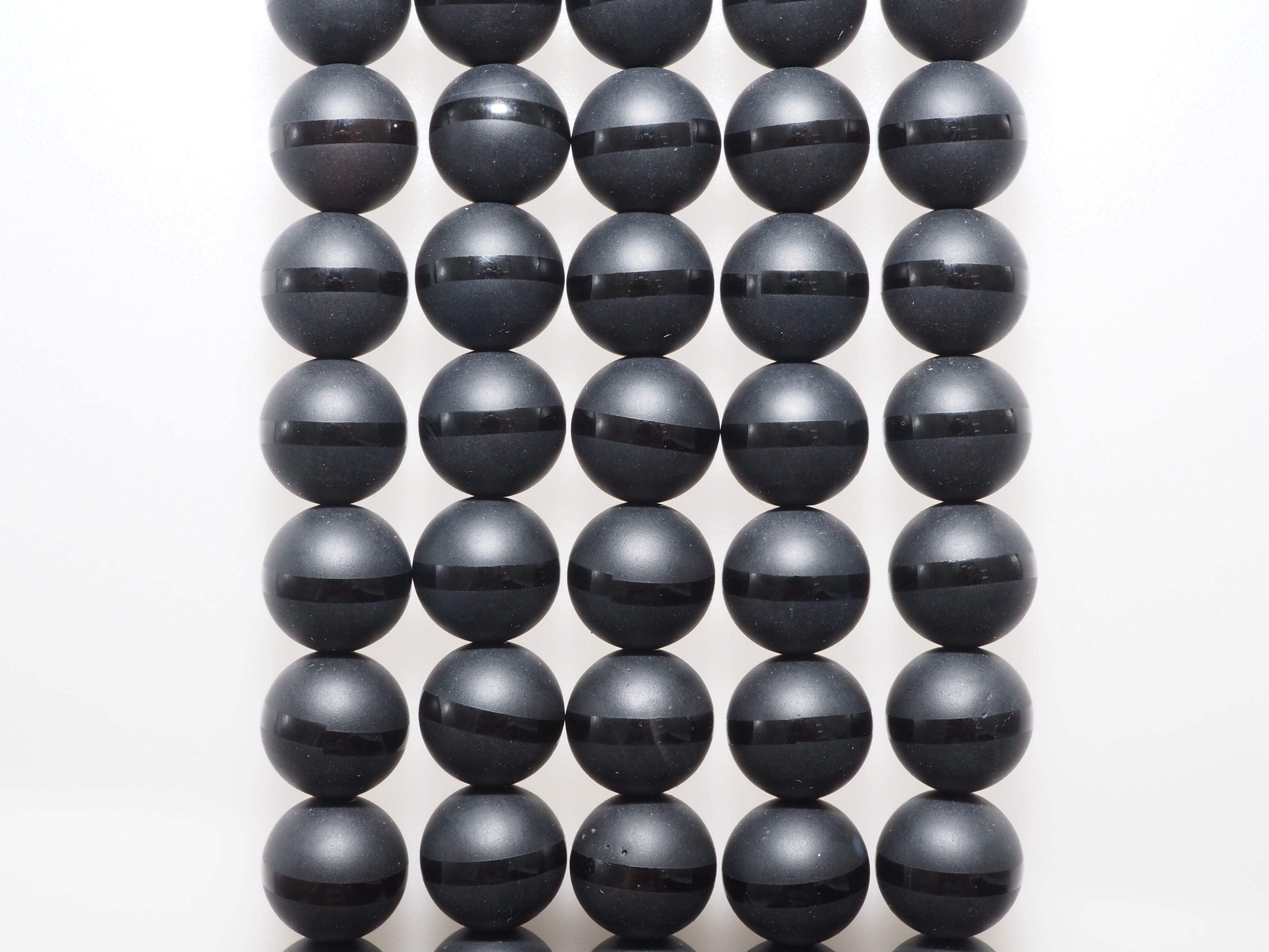 Natural Black Onyx Matte Round with one line Beads, 6mm/8mm/10mm/12mm/14mm  Round beads, Matte Round Black Onyx, 15.5inch strand, SKU#V15