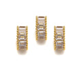 Baguette CZ Micro Pave Big Hole Beads, Clear Cubic Zirconia Spacer Beads, European Large Hole Beads,3x7mm,sku#Y339