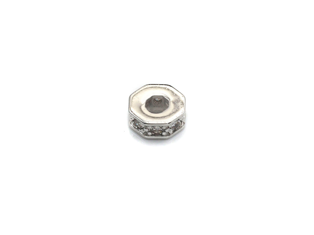 Big Hole CZ Pave Donut beads, Cubic Zirconia Spacer Beads, European Large hole Bead, 3x7mm, sku#Z882