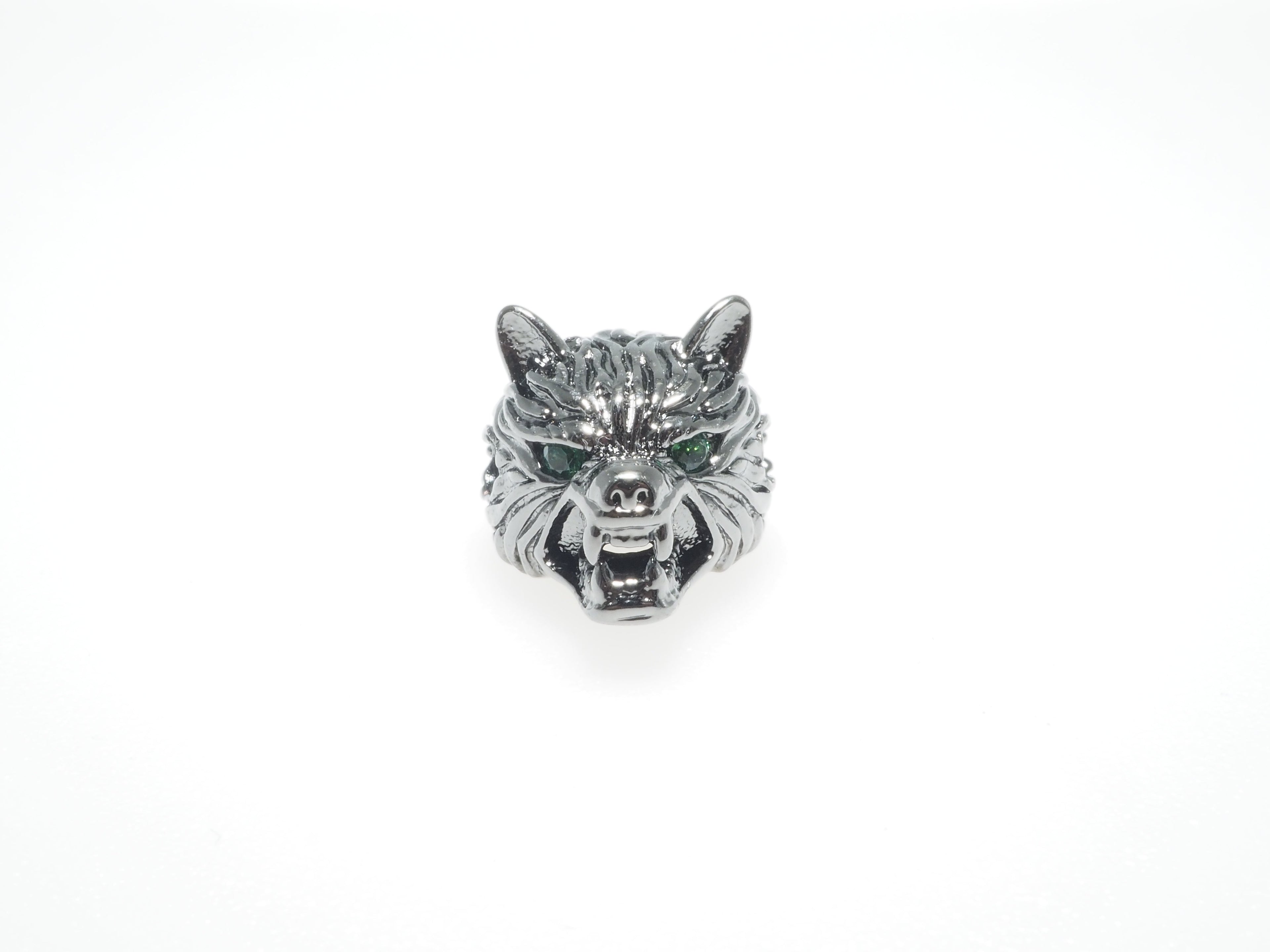 CZ Micro Pave Wolf Head Beads, Cubic Zirconia Spacer Beads, Animal Beads, Mens Bracelet Findings,11x11x14mm, sku#Y84