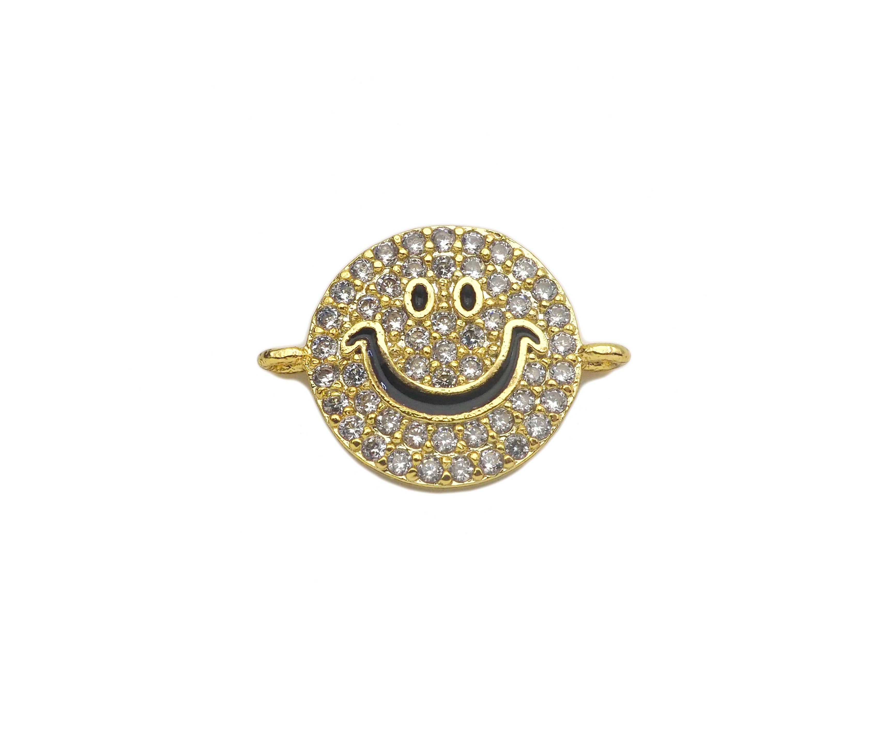 CZ Clear Micro Pave Cute Smiley Face Connector, CZ Pave Find