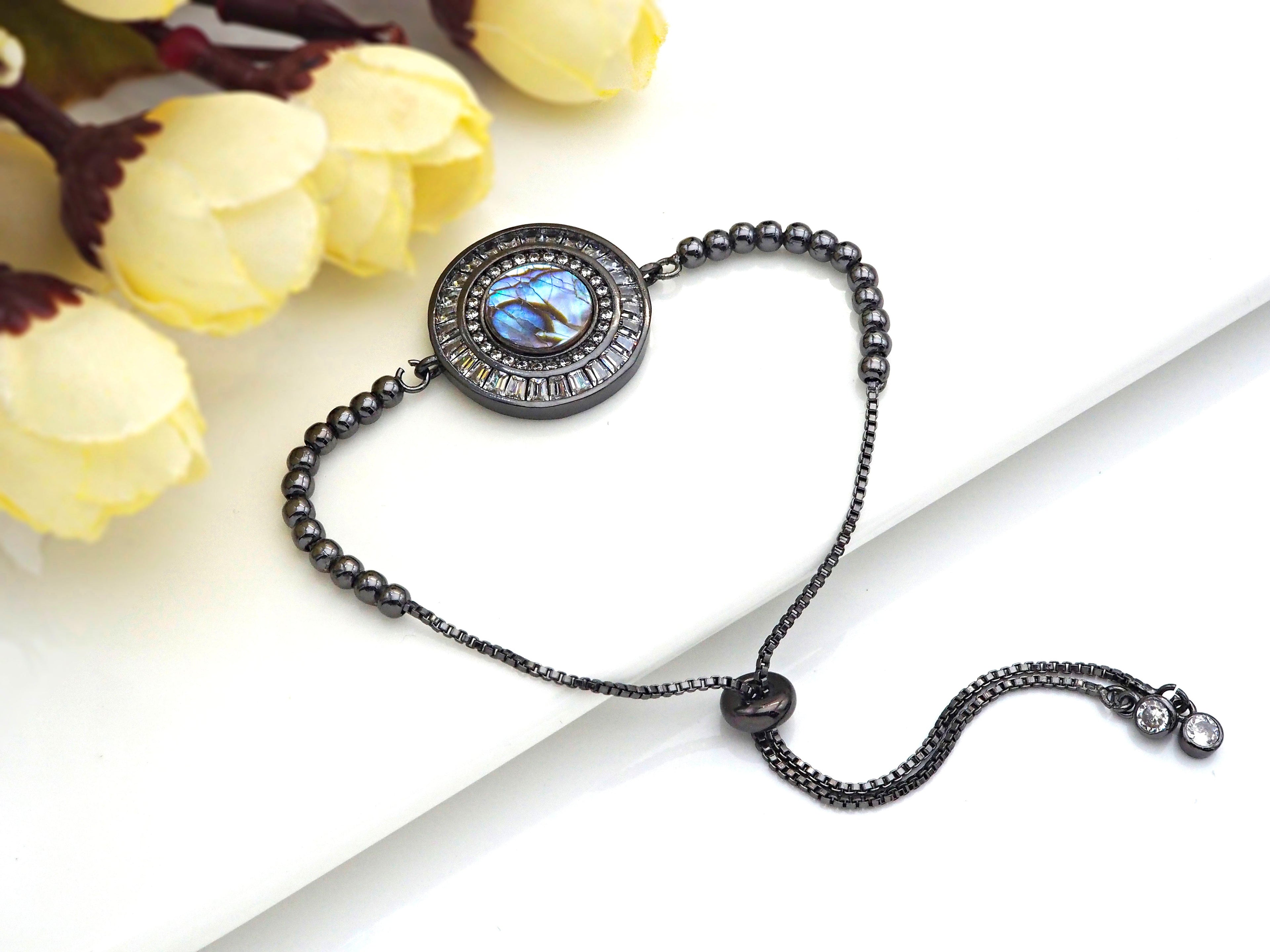 CZ Micro Pave Abalone Connector,21x26mm, sku#Z939