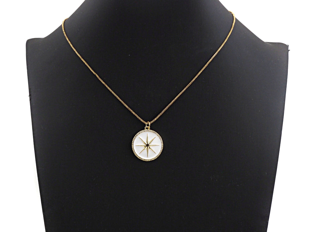 Enamel  North Star Coin Pendant, SKU#F1055