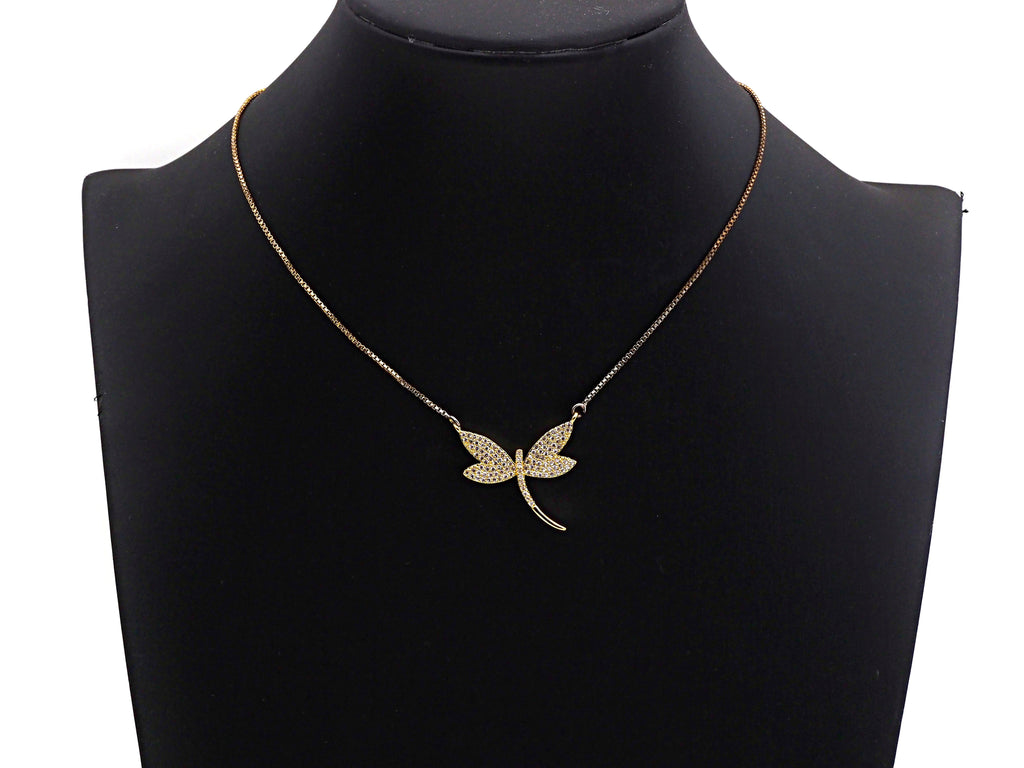 Clear CZ Micro Pave Dragonfly Shape Pendant,Cubic Zirconia Dragonfly Charm,Gold/Silver Tone,25x28mm,sku#Z738