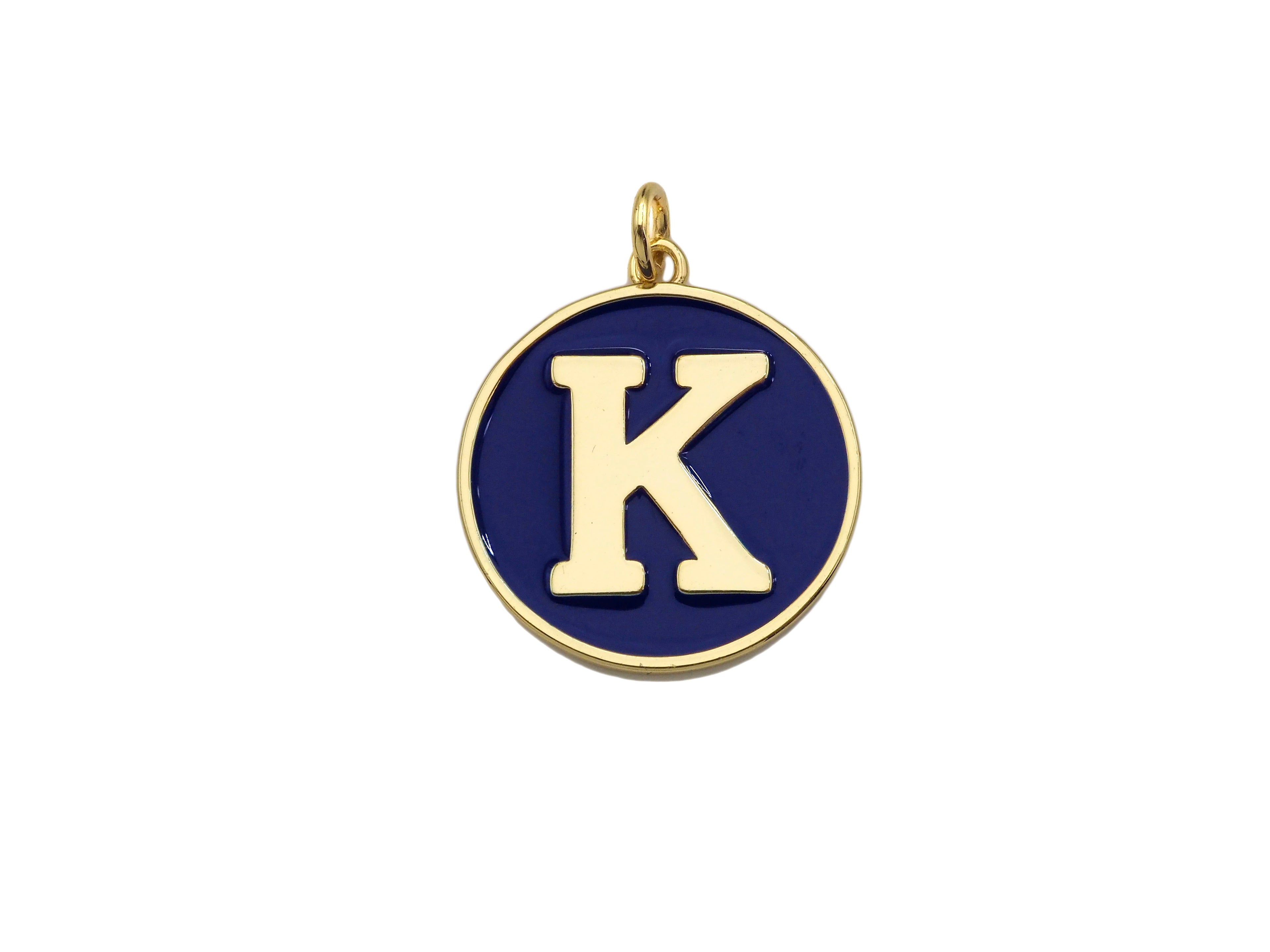 New Trendy Navy Gold Enamel Initials Letter Charm/Pendant, Enamel Initial Alphabet Letters, Custom Naming Pendants, 25x28mm,sku#ML34