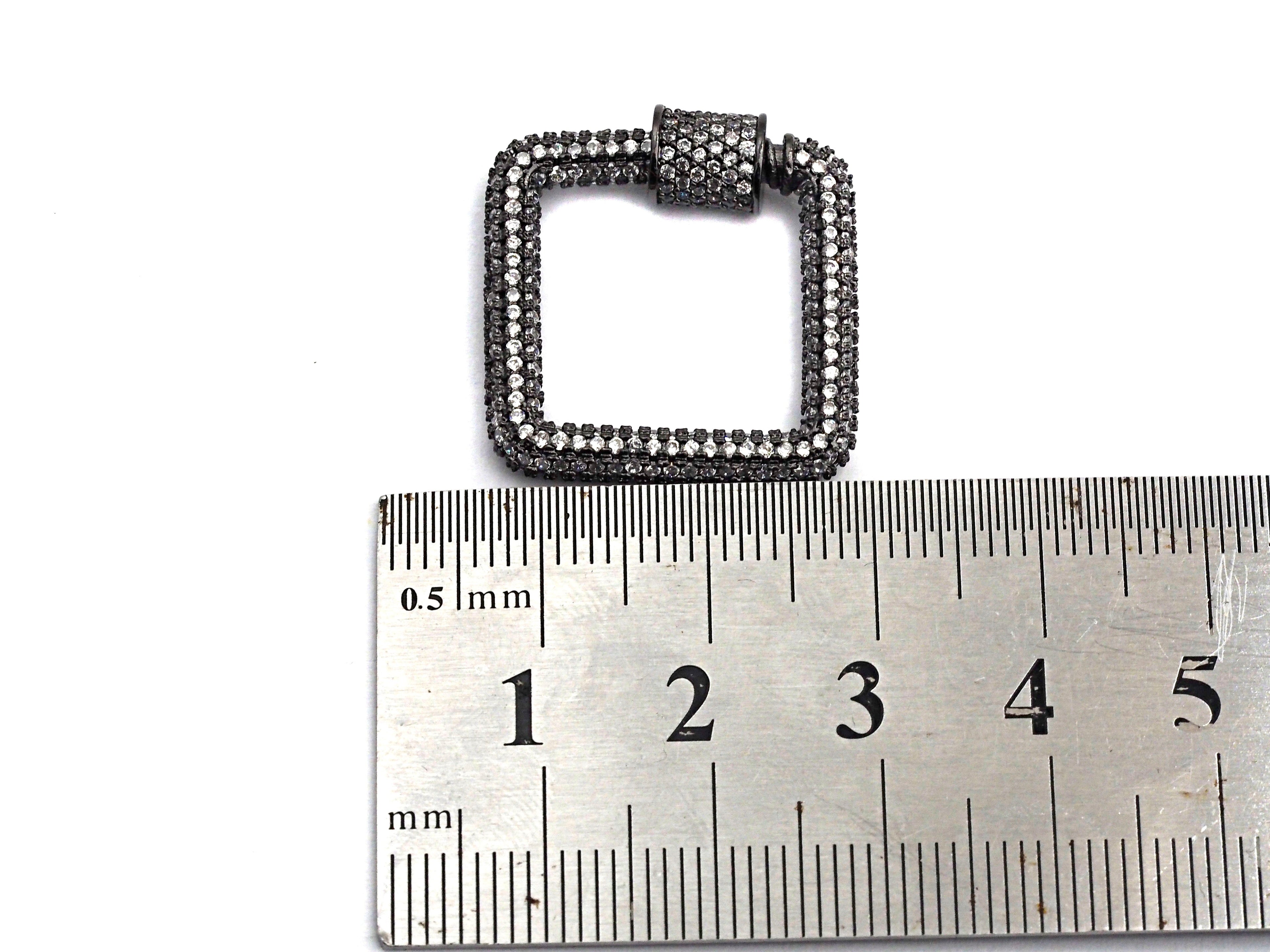 CZ Micro Pave Square Shape Clasp, Gold/Rose gold/Gunmetal/Silver Plated Carabiner Clasp, 23x23mm, sku#H158