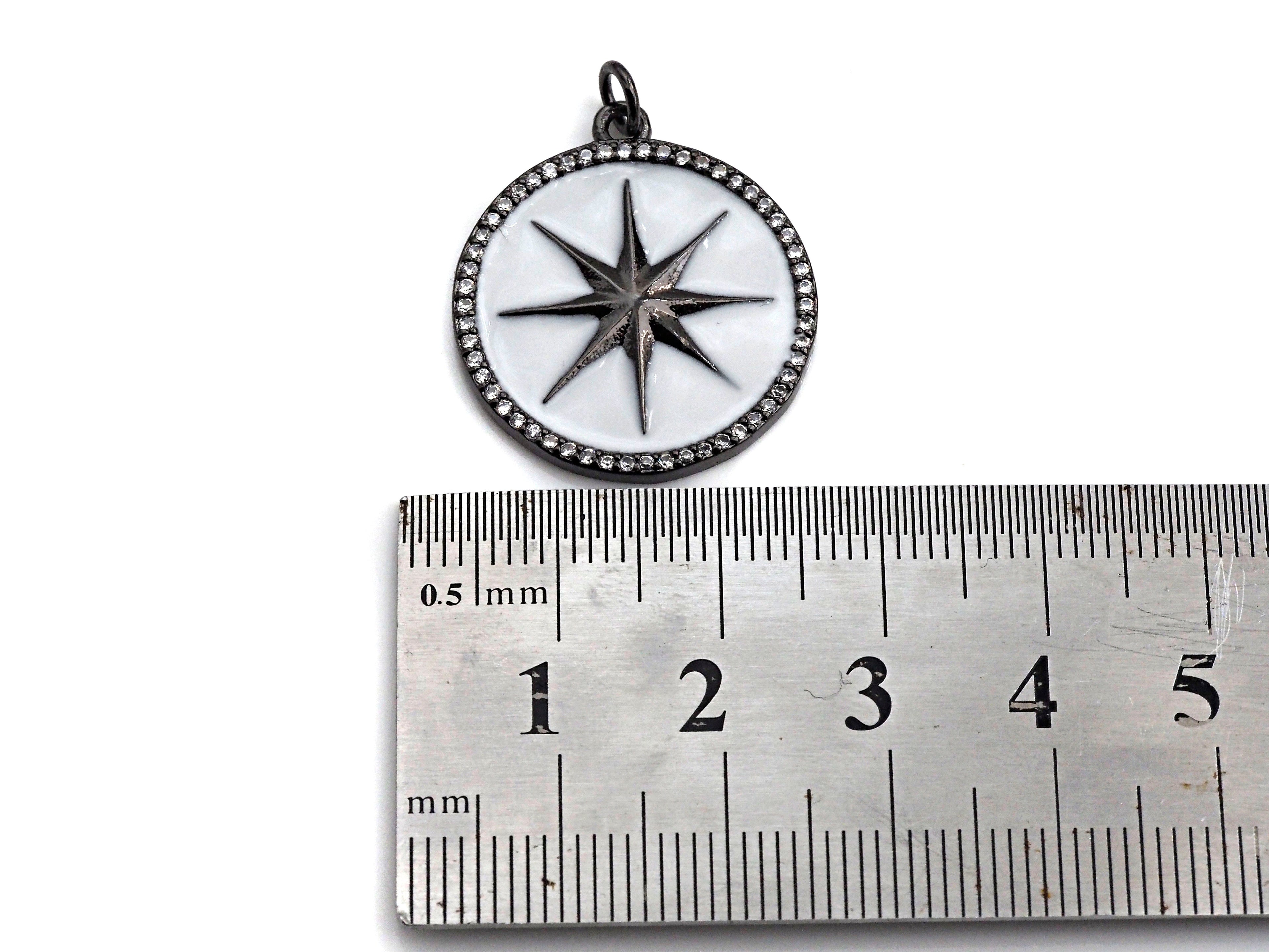 Enamel  North Star Coin Pendant, SKU#F1055
