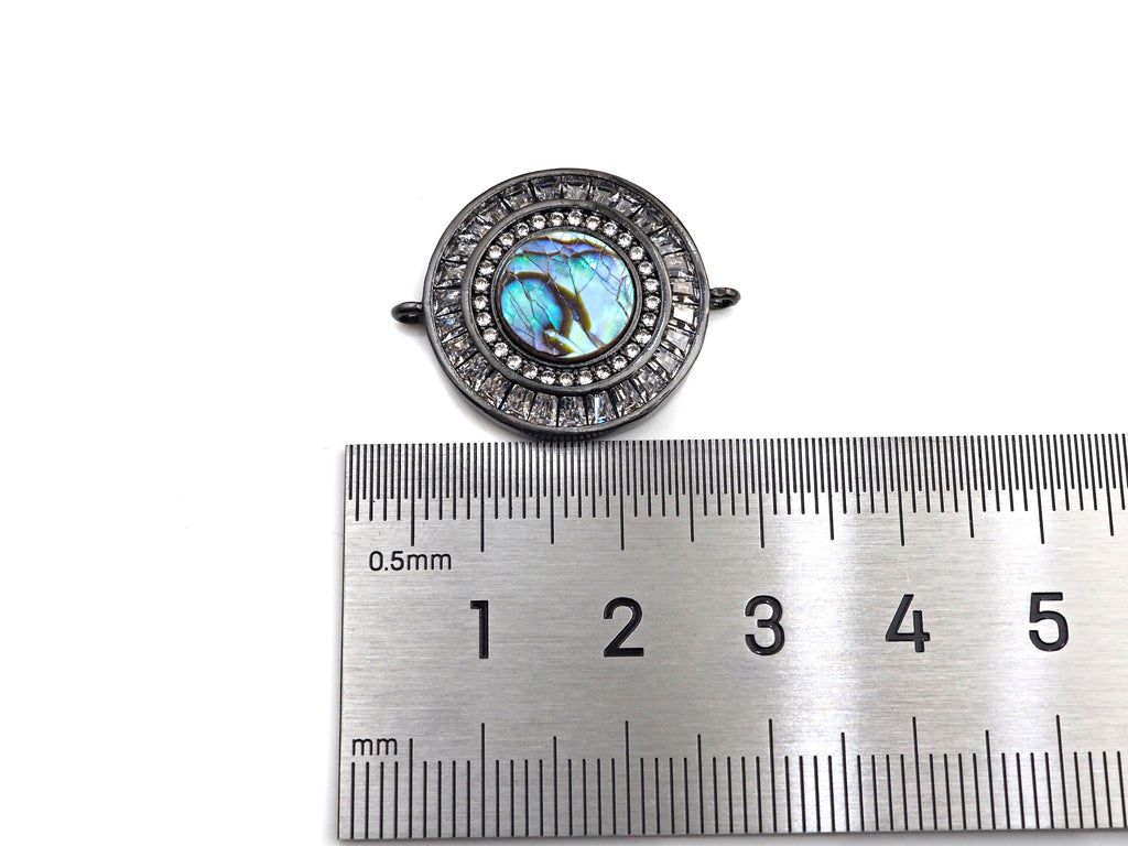 CZ Micro Pave Abalone Connector,21x26mm, sku#Z939