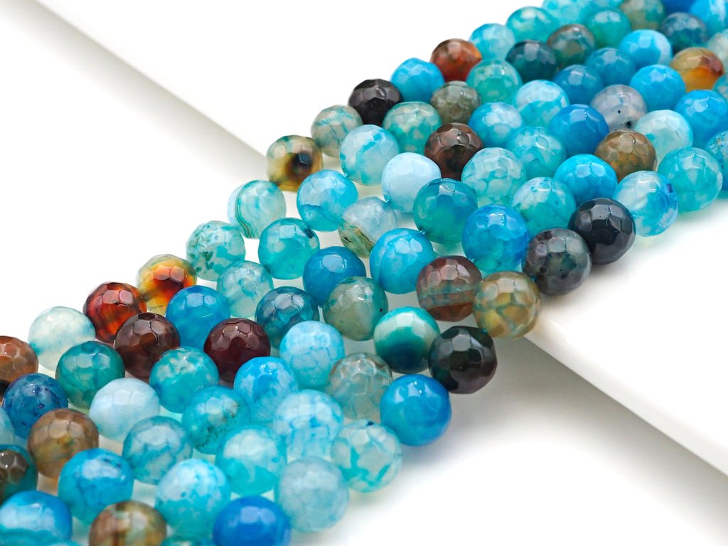 Blue Fire Agate, Round Faceted 6mm/8mm/10mm/12mm, Natural Agate Beads, 15.5"Full Strand, SKU#UA204