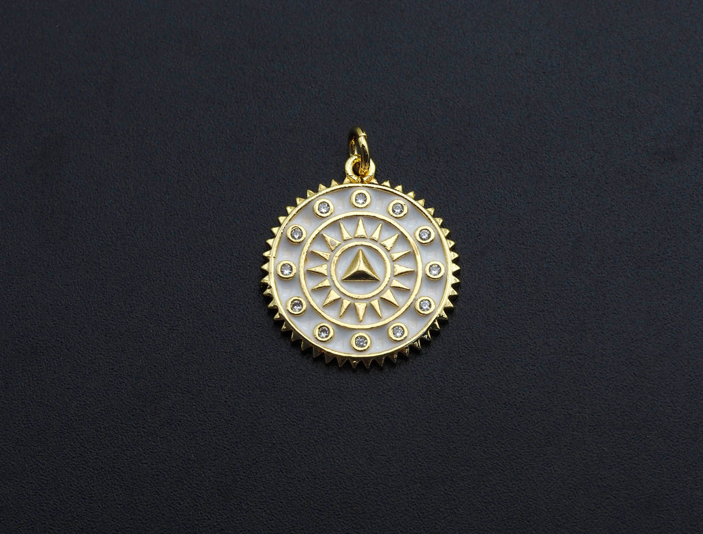 Pave CZ  Enamel Patten Pendant, Black/White Enamel Pendant, Enamel jewelry Findings, 20x27.5mm,sku#FH12