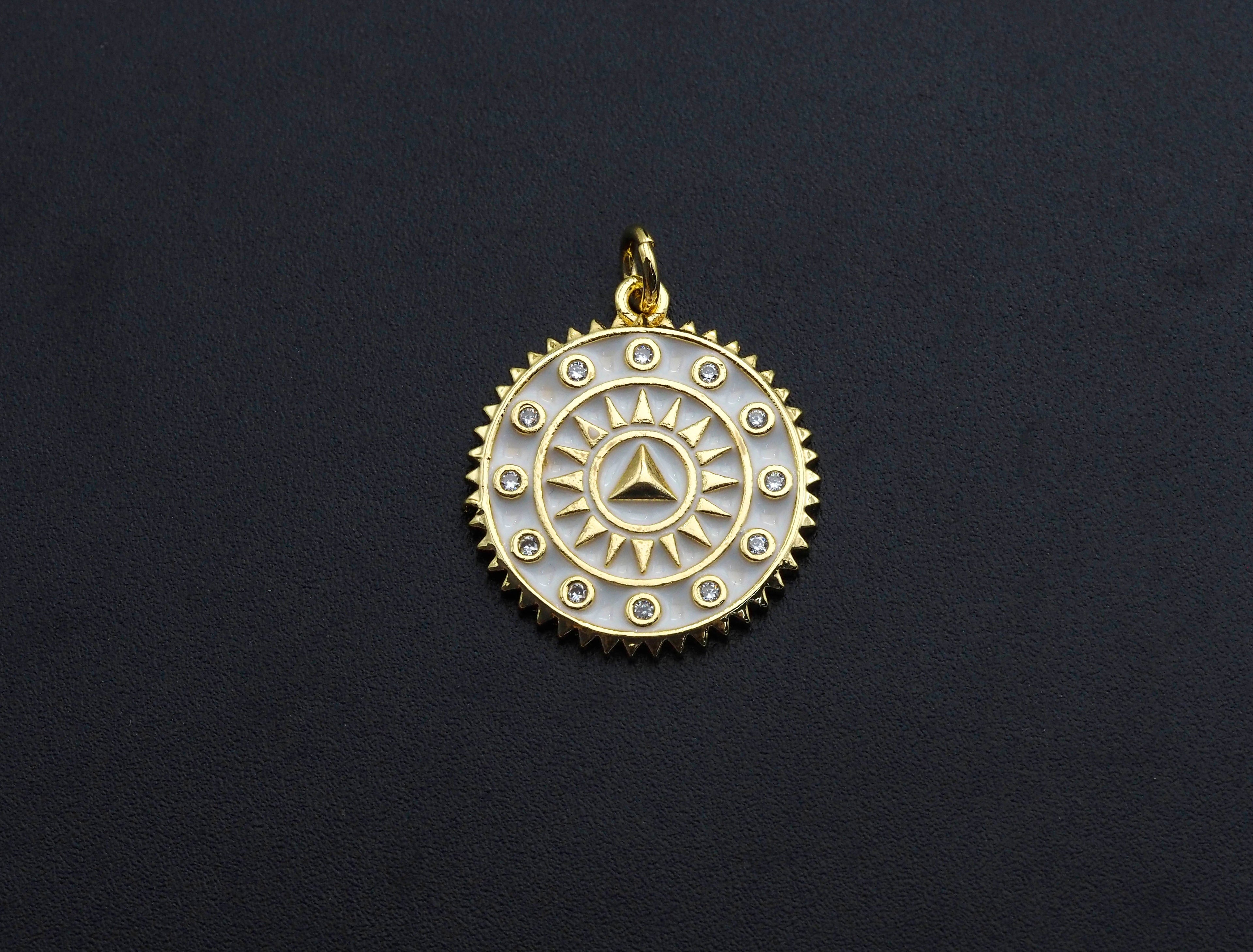 Pave CZ  Enamel Patten Pendant, Black/White Enamel Pendant, Enamel jewelry Findings, 20x27.5mm,sku#FH12