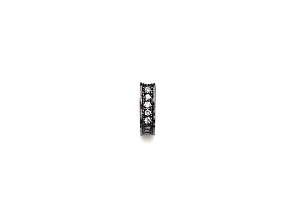 Big Hole CZ Pave Rectangular beads, Cubic Zirconia Spacer Beads, European Large hole Bead, 3x8mm, sku#Z883c