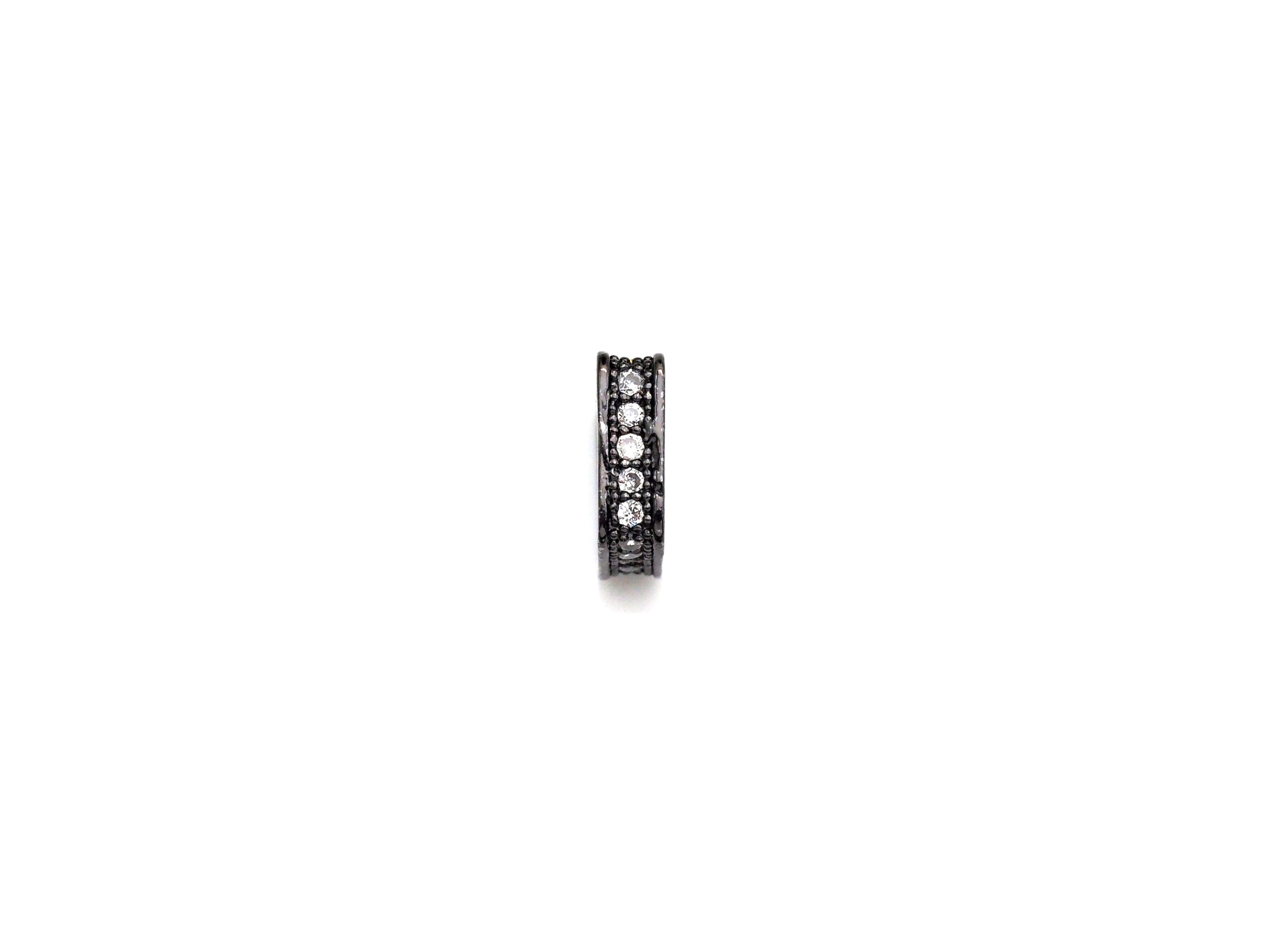 Big Hole CZ Pave Rectangular beads, Cubic Zirconia Spacer Beads, European Large hole Bead, 3x8mm, sku#Z883c