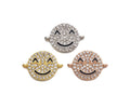CZ Micro Paved Smiley Face Round Coin Connector,Cubic Zirconia Connector,Rose Gold/Silver/Gold plated, 12x16mm,Sku#Z1300