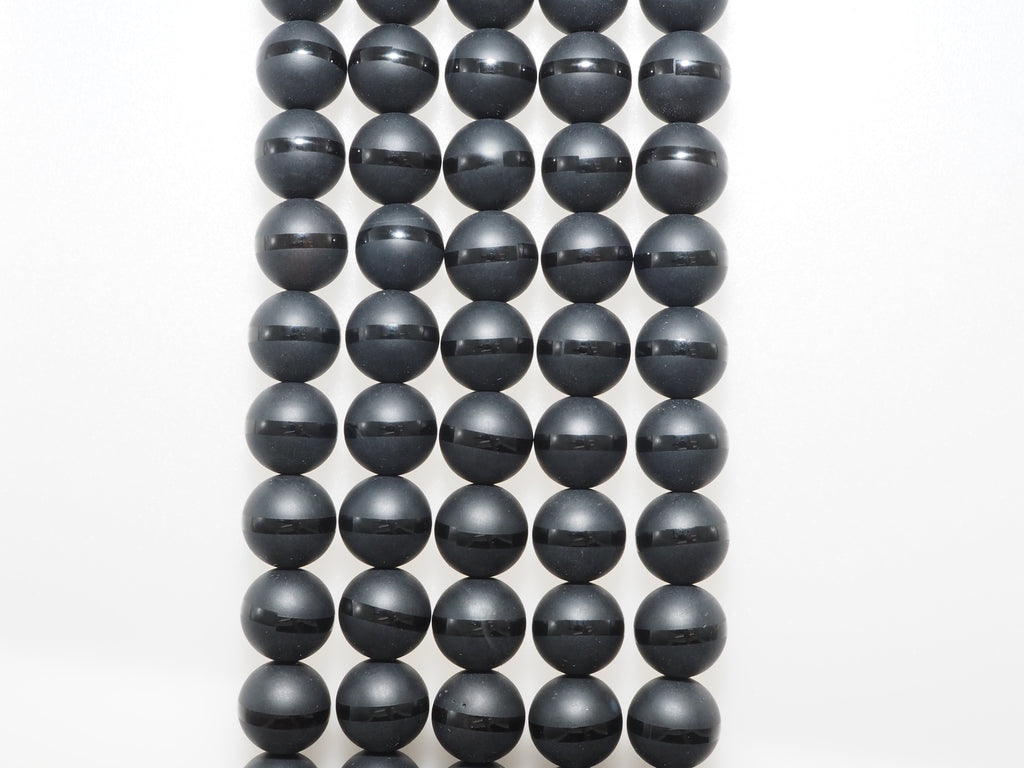 Natural Black Onyx Matte Round with one line Beads, 6mm/8mm/10mm/12mm/14mm  Round beads, Matte Round Black Onyx, 15.5inch strand, SKU#V15