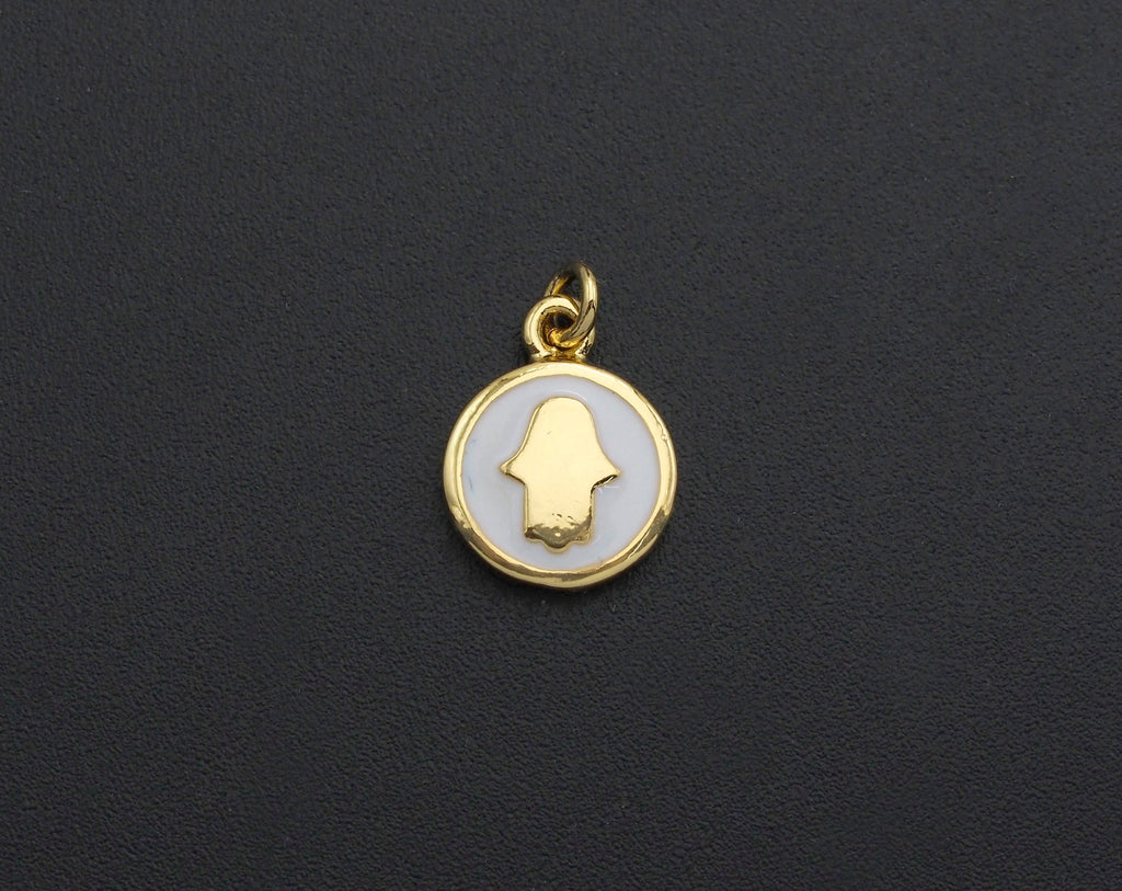 Enamel Hamsa Hand Coin Pendant, White/Black/Red/Blue/Turquoise Oil Drop pendant,Enamel pendant,Enamel Jewelry, 11x14mm,sku#F1056