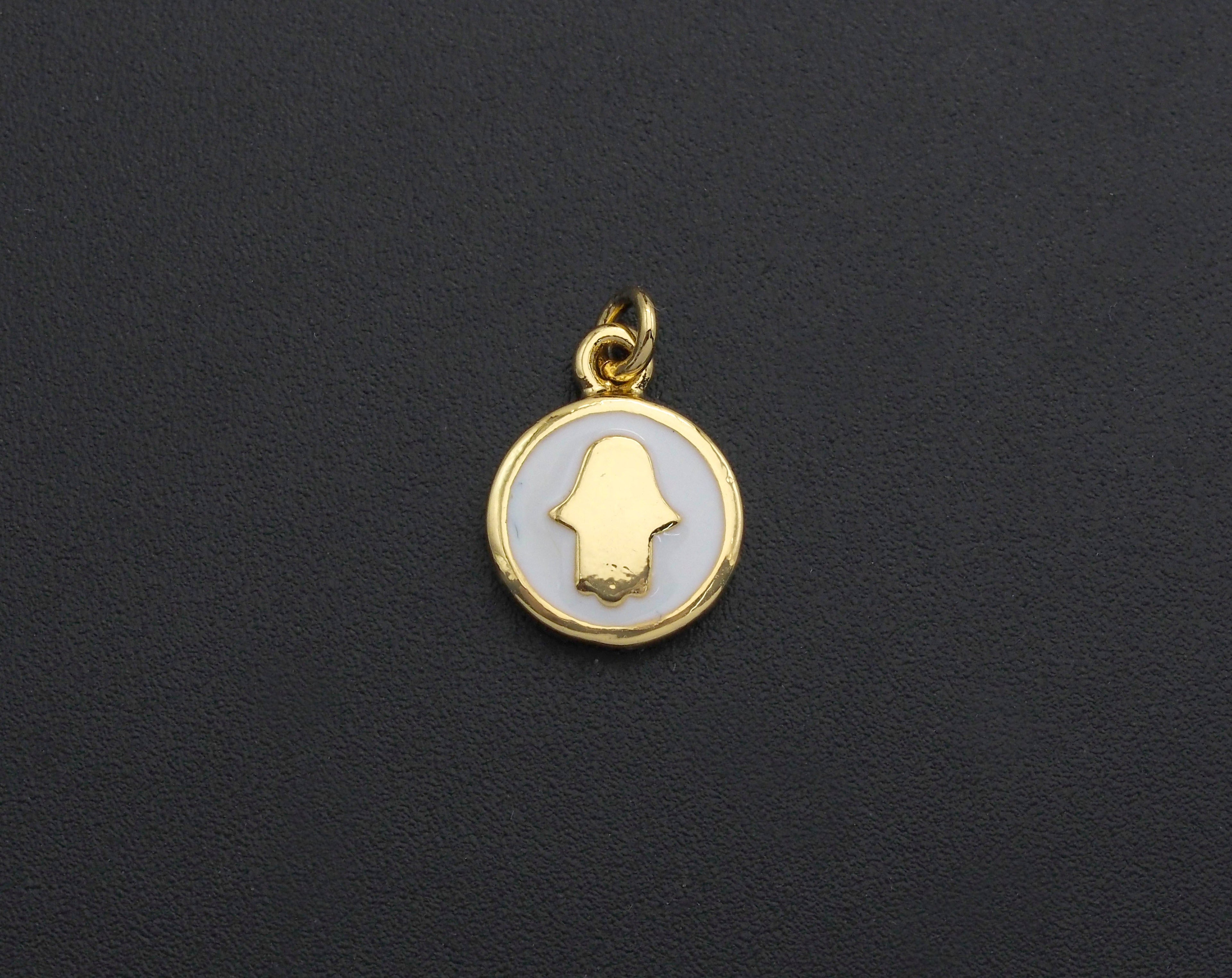 Enamel Hamsa Hand Coin Pendant, White/Black/Red/Blue/Turquoise Oil Drop pendant,Enamel pendant,Enamel Jewelry, 11x14mm,sku#F1056