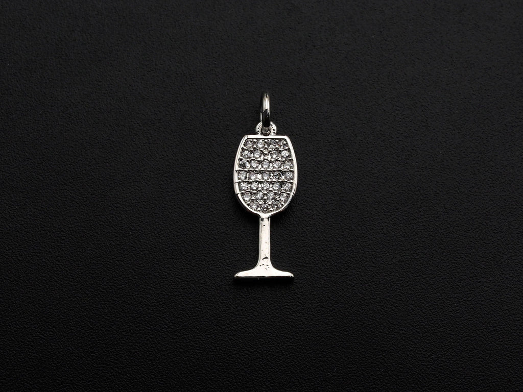 CZ Micro Pave Goblet Shape Pendant/Focal, Cubic Zirconia Paved Charm, Necklace Bracelet Charm Pendant, 7x19mm,sku#Z821
