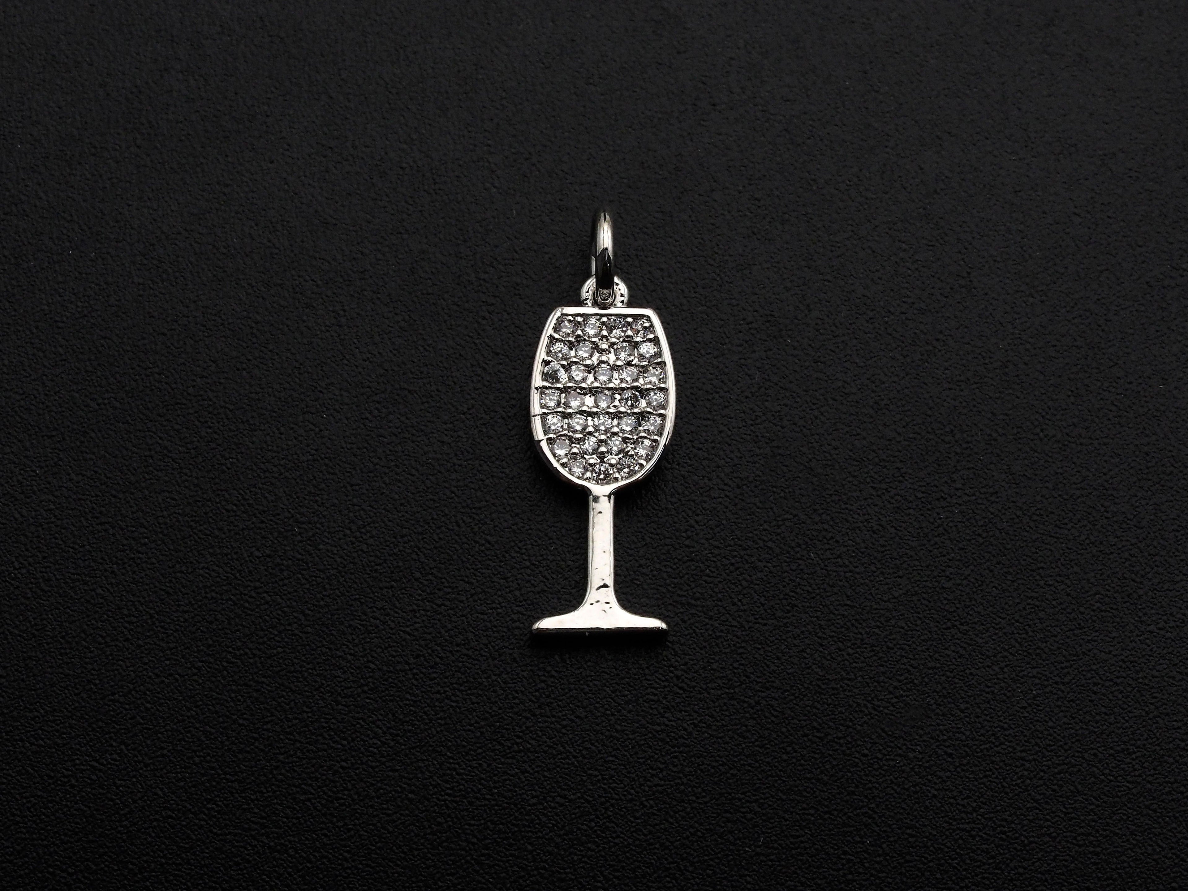 CZ Micro Pave Goblet Shape Pendant/Focal, Cubic Zirconia Paved Charm, Necklace Bracelet Charm Pendant, 7x19mm,sku#Z821