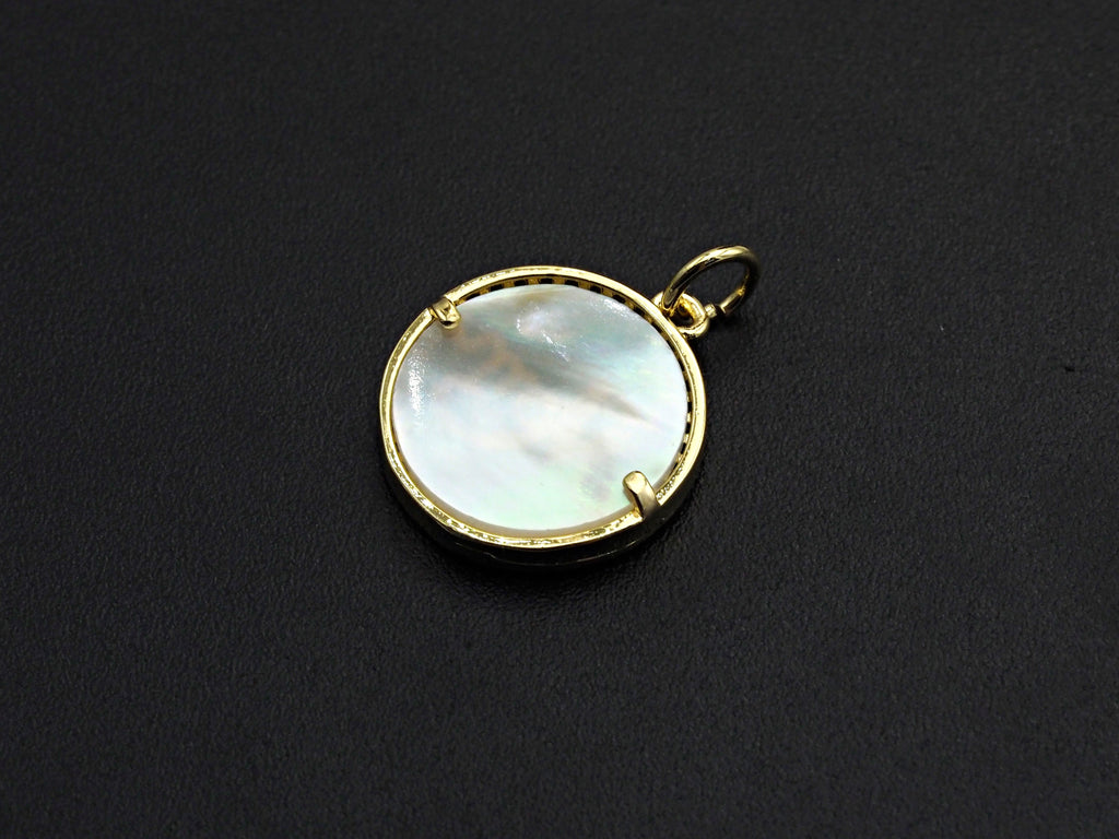 Mother-of-pearl Inlay MOM Letter Round Pendant/Charm, Mom Letter Shape Pendant,16mm, Mother's day gift, Sku#Z791