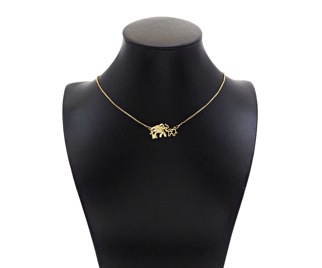 Gold Filled CZ Micro Pave Elephant Mom and Baby Shape Pendant,18K Gold Filled Elephant Charm, Necklace Bracelet Pendant, 26x13mm,Sku#Y473