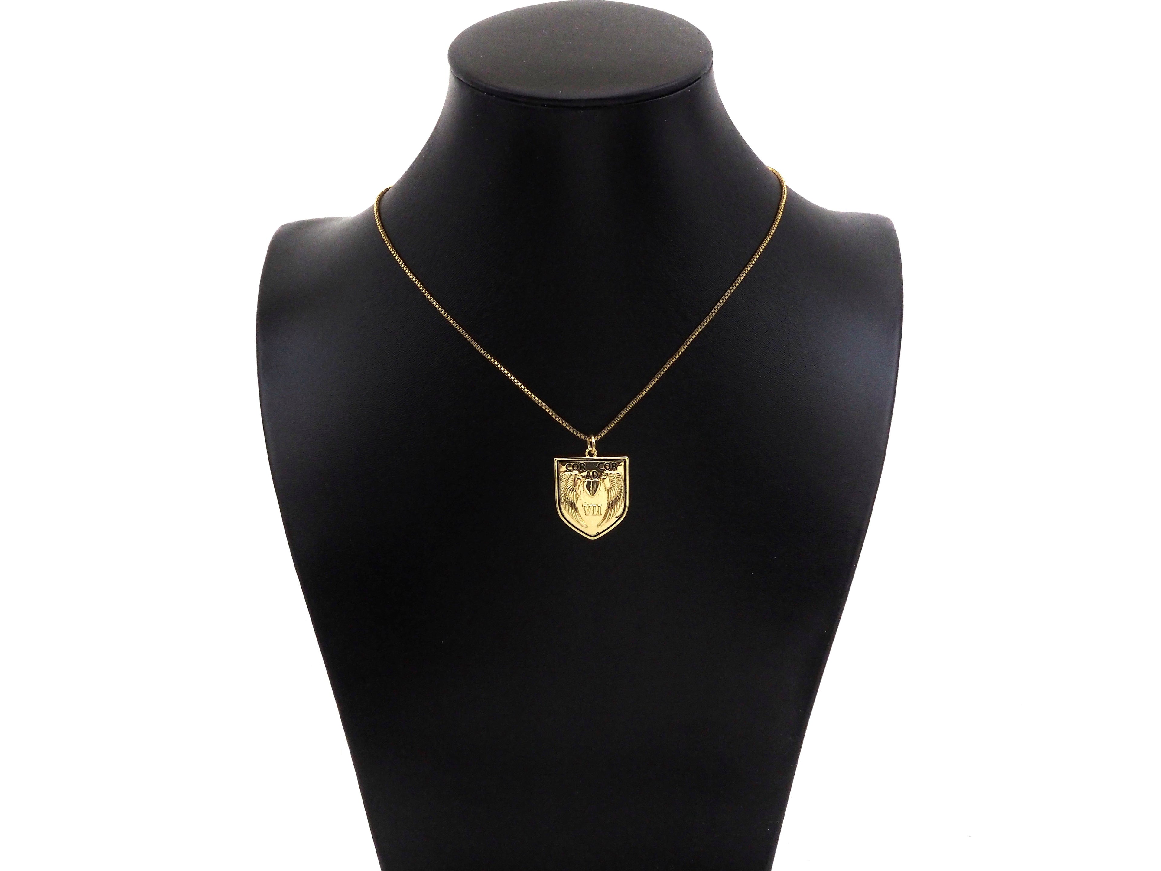 Dainty Angle Wings Heart On Shield  Shape Pendant,Gold/Silver Medallion Charm, Shield Necklace Bracelet Charm Pendant,19x24mm, Sku#L538