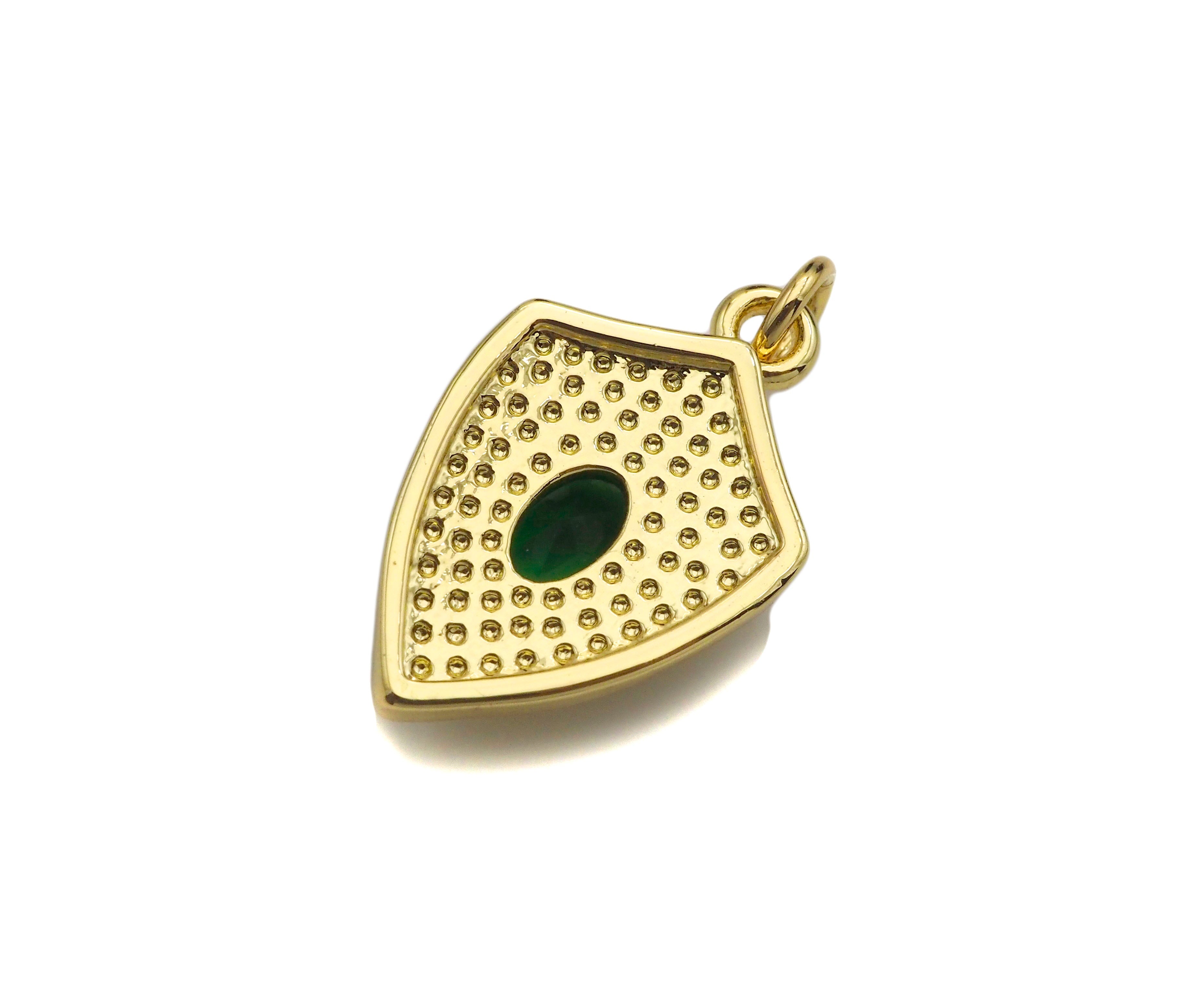 Big CZ Micro Pave Shield Shape Pendant/Charm,Cubic Zirconia Medallion Charm, Necklace Bracelet Charm Pendant,13x20mm, Sku#LK193