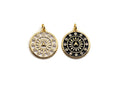 Pave CZ  Enamel Patten Pendant, Black/White Enamel Pendant, Enamel jewelry Findings, 20x27.5mm,sku#FH12