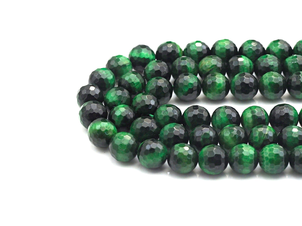 High Quality Natural Faceted Tiger Eye Round Beads, 6mm/8mm/10mm/12mm Round Beads, GreenTiger Eye Beads, 15.5 inch Full strand, SKU#U817