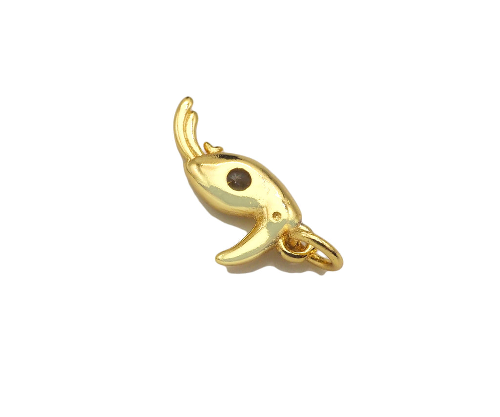 18K Gold Bird Shape Pendant,CZ Bird Charm, Necklace Bracelet Charm Pendant,6x13mm,Sku#FH153