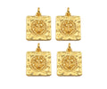 18k Gold Saint St Benedict Medallion Protection Square Charms, Gold Jesus Pendant, Religious Necklace Charms, 15x17mm, Sku#Z1248
