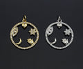 CZ Micro Pave Evil Eye Hand Star On  Round Ring Pendant , 21x23mm, Cubic Zirconia Round Ring Pave Pendant Beads, Pave Charm, SKU#F1188
