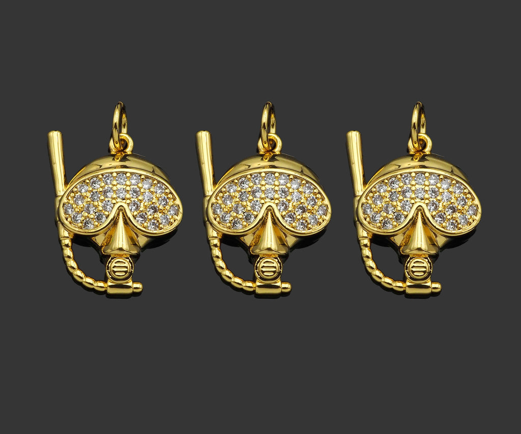 Gold Filled CZ Micro Pave Diver Head Shape Pendant, 18K Gold Filled Charm, Necklace Bracelet Charm Pendant, 17x16mm,Sku#Y474