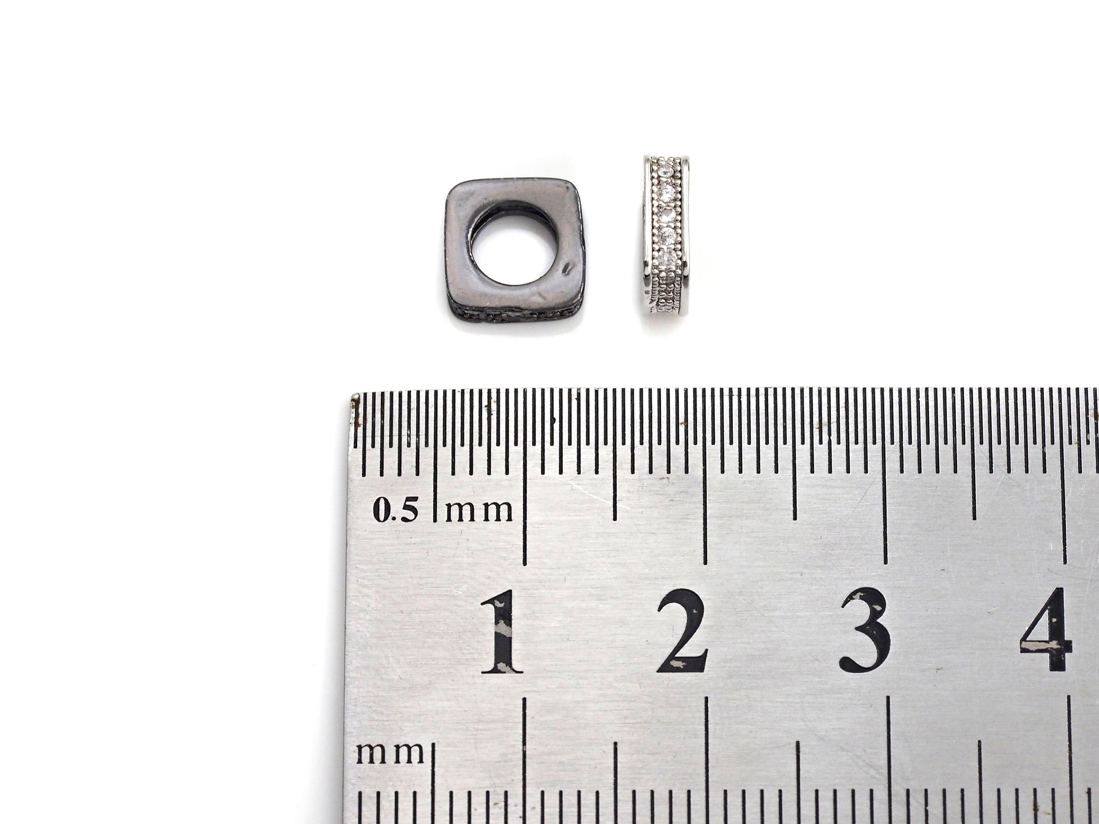 Big Hole CZ Pave Rectangular beads, Cubic Zirconia Spacer Beads, European Large hole Bead, 3x8mm, sku#Z883c